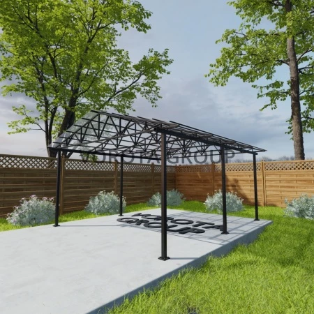 Двухскатный навес прозрачного цвета, сотовый поликарбонат 5500*16000