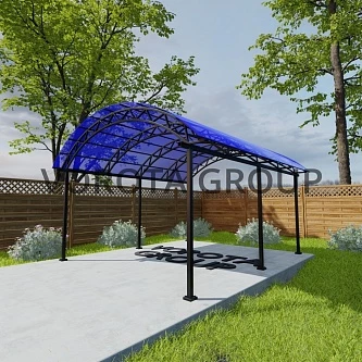 Арочный навес синего цвета, сотовый поликарбонат 5500*10000
